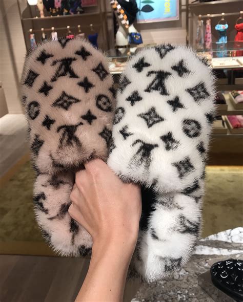 lv slipers|lv furry slippers.